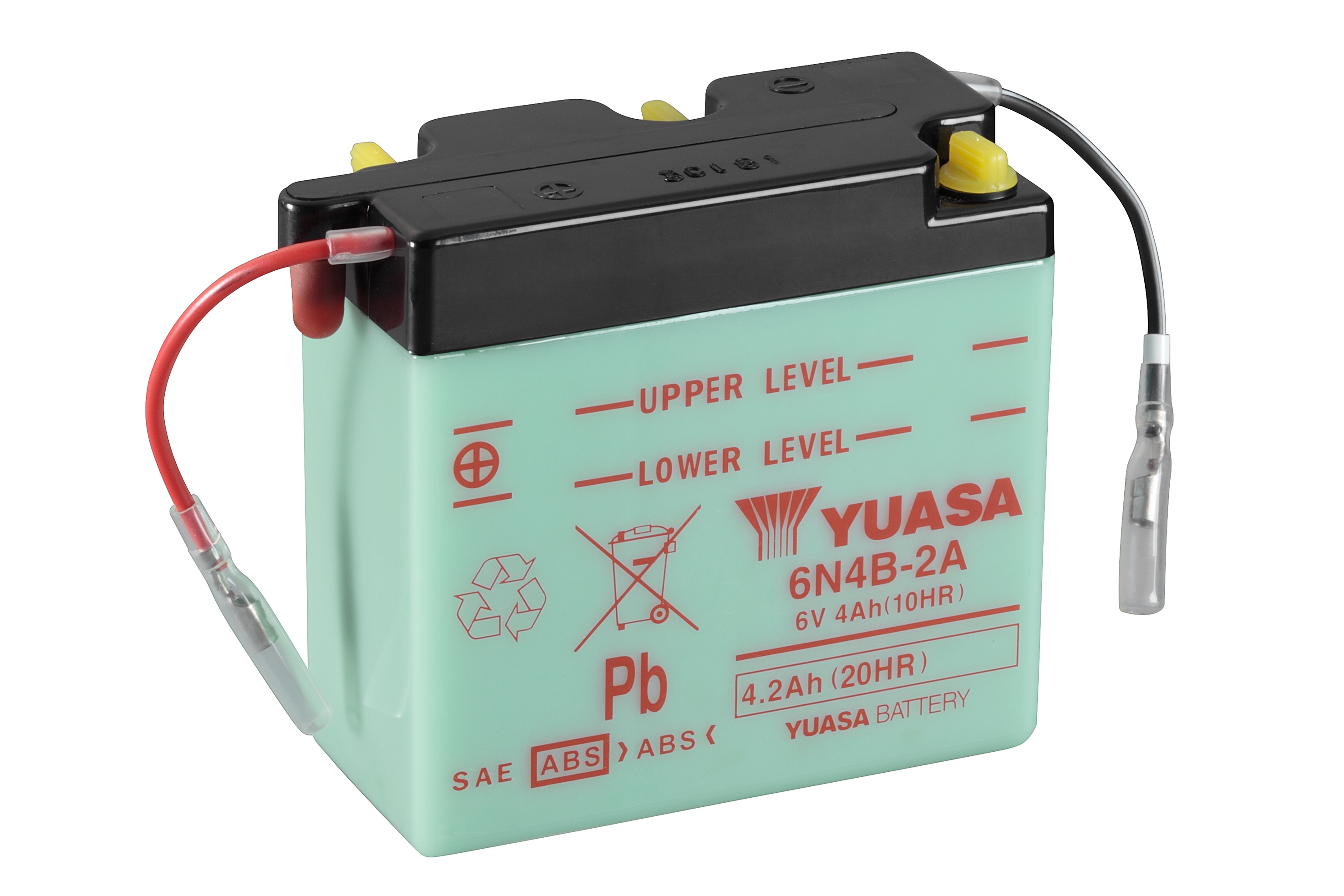 Batterie YUASA 6N4B-2A (DC) ohne Säure / C-Ware 6V/4AH (10 Std.) [102x48x96] Säurefüllmenge 200 ml