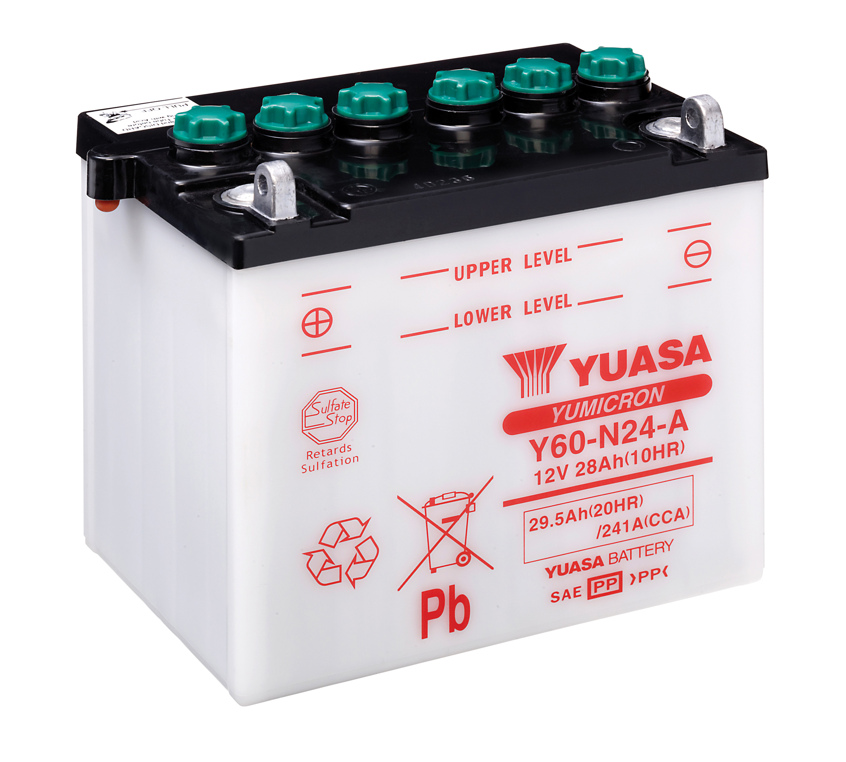 Batterie YUASA Y60-N24-A (DC) ohne Säure 12V/28AH (10 Std.) [184x124x175] CCA=241A Säurefüllmenge 1700 ml