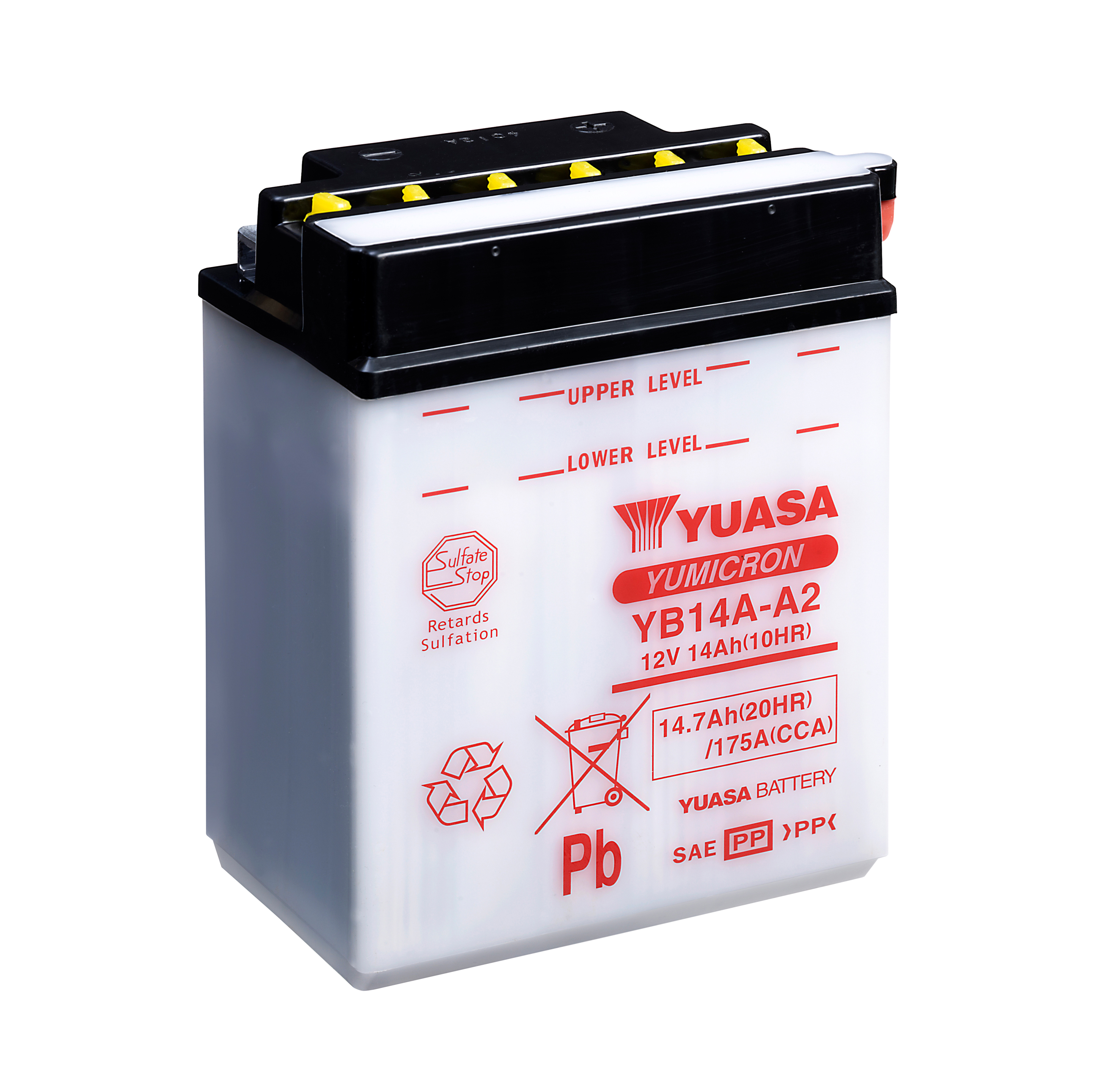 Batterie YUASA YB14A-A2 (CP) mit Säurepack 12V/14AH (10 Std.) [134x89x176] CCA=175A
