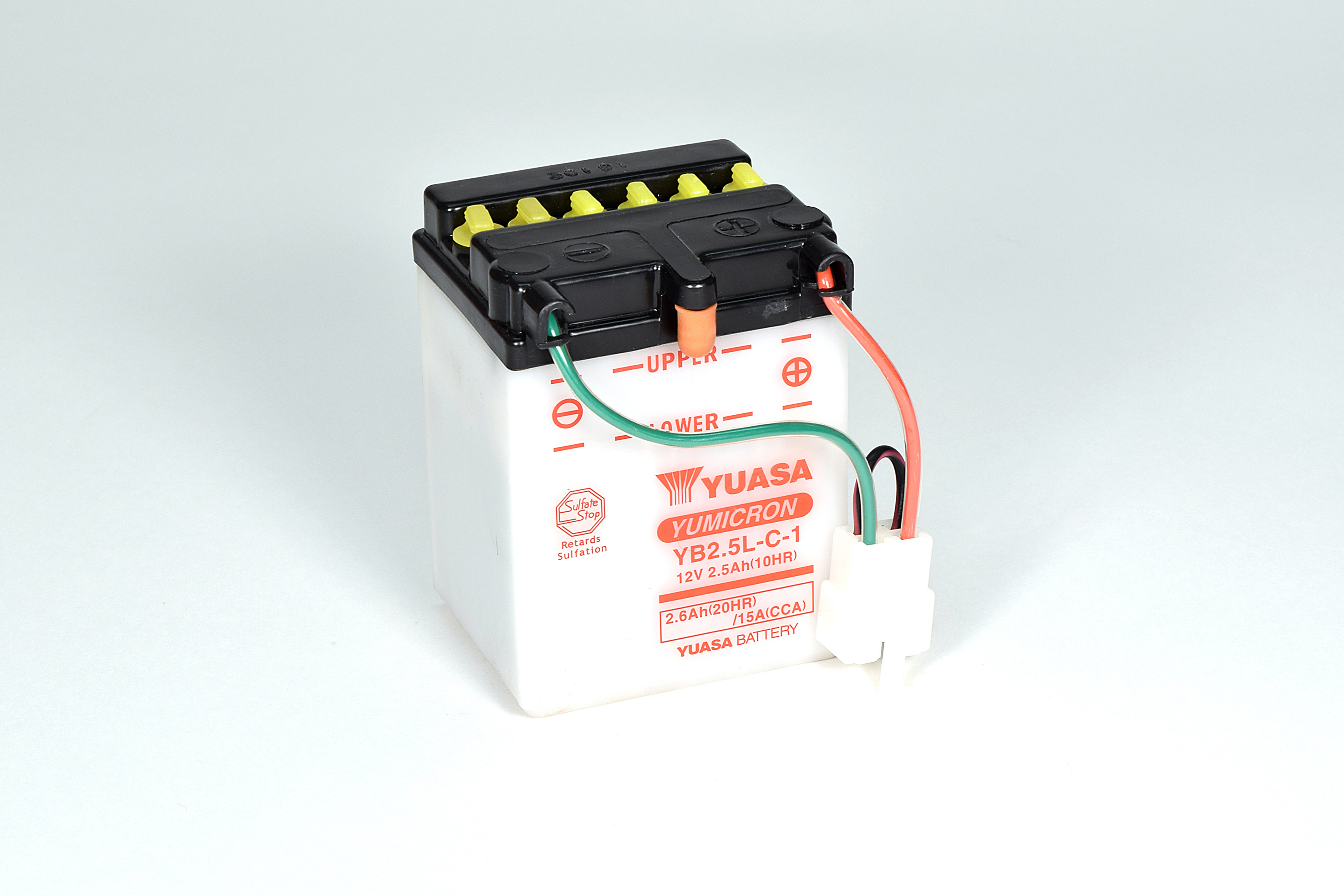 Batterie YUASA YB2.5L-C-1 (DC) ohne Säure 12V/2,5AH (10 Std.) [80x70x105] CCA=15A Säurefüllmenge 240 ml