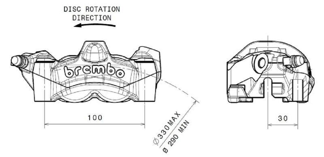 BREMBO M50 Bremssattel vorne links Titan Ø30mm