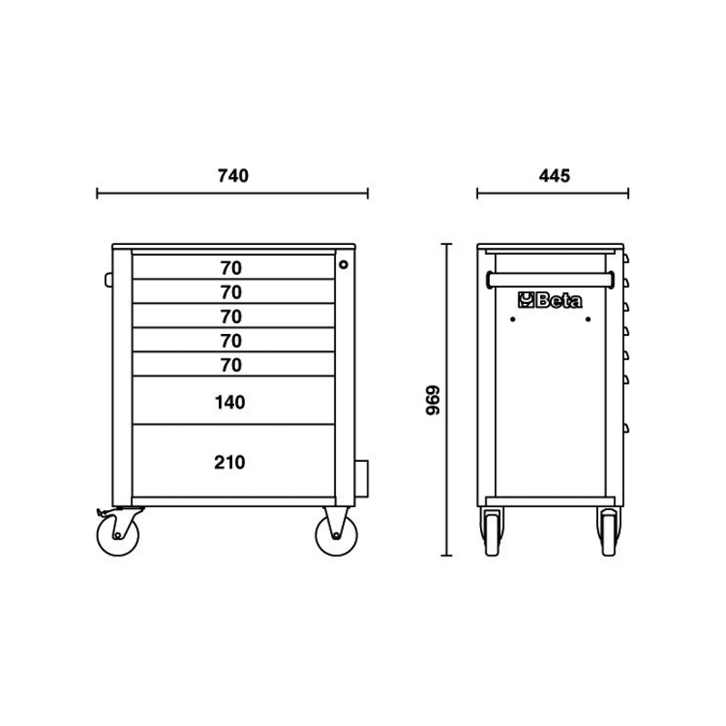 BETA RSC24/7 Mobile Roller Cab 7 Drawers
