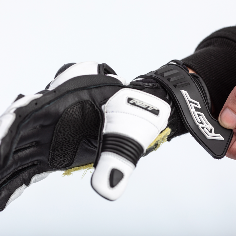RST TracTech Evo 4 Short Leder Handschuhe Weiß/Schwarz Größe M