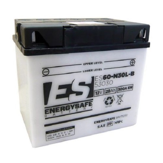 Batterie ENERGYSAFE ES60-N30L-B 53030(CP) 12V/30AH (10 Std.) [186x130x171] CCA=300A (2 Jahre Garantie - s. Artikeltext)
