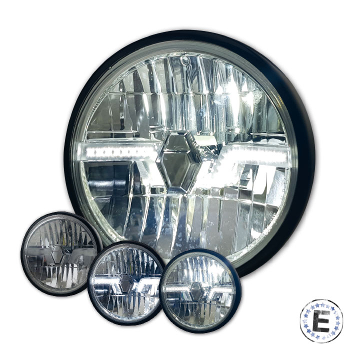 LED-Scheinwerfer Flash 7 klar chrom LED-Scheinwerfer Flash 7 klar schwarz matt