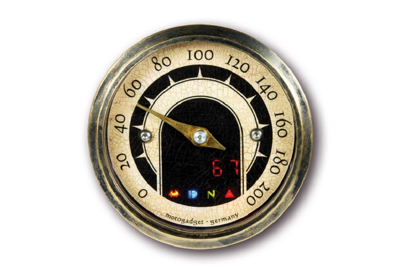 MOTOGADGET Analog Tacho mst vintage, mit Messingring MOTOGADGET Analog Tacho mst vintage, mit Messingring