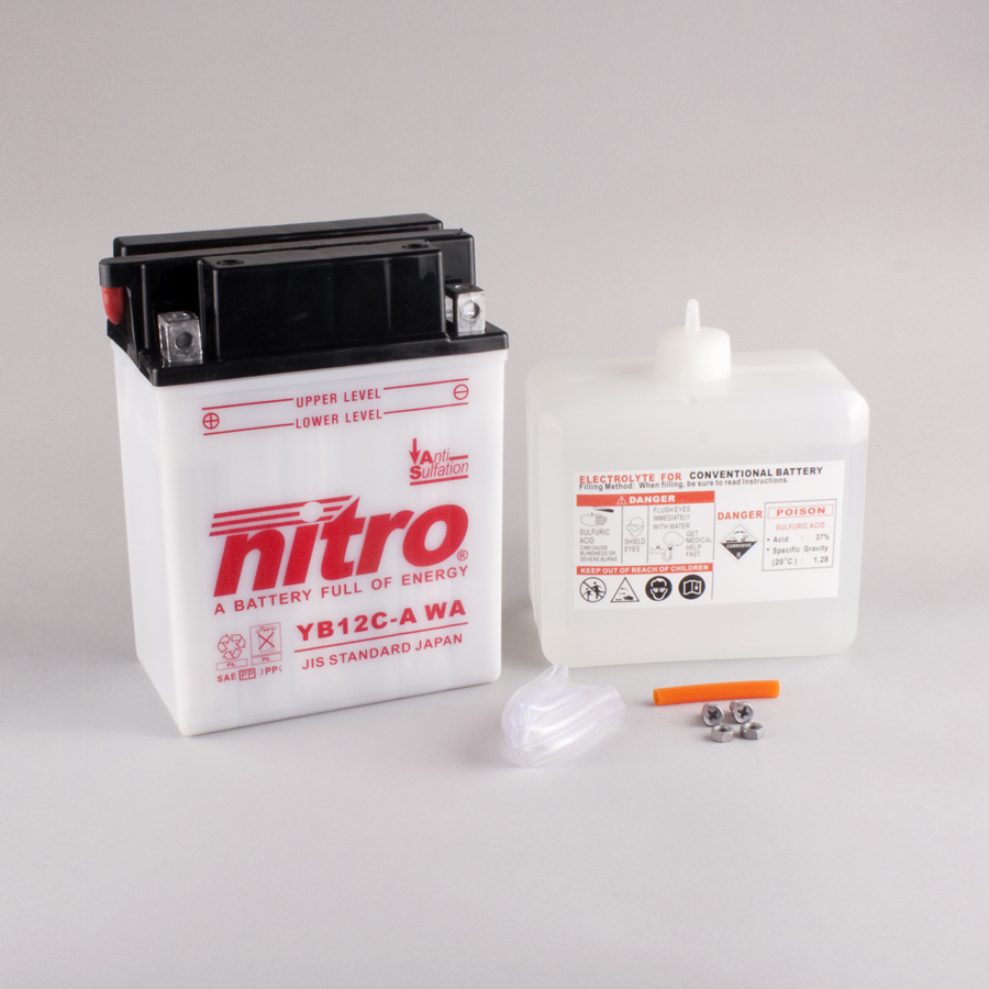 Batterie NITRO NB12C-A (CP) mit Säurepack 12V/12Ah [134x80x175] CCA=165A