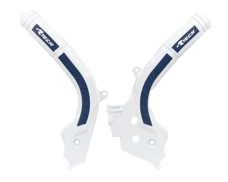 RACETECH Bi-Material Rahmenschutz Weiß/Blau RACETECH Bi-Material Rahmenschutz Weiß/Blau