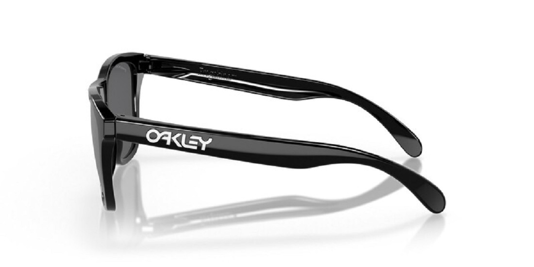 OAKLEY Frogskins Sonnenbrille Schwarz Poliert - Schwarze Gläser