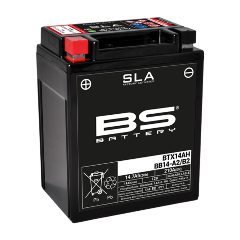 BS BATTERY SLA Wartungsfreie Batterie Werkseitig aktiviert - BTX14AH/BB14-A2/B2