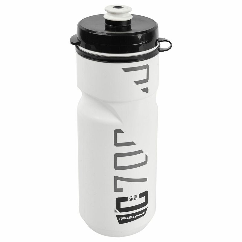 POLISPORT Water Bottle C700 White/Black Clip On Cap 700ml