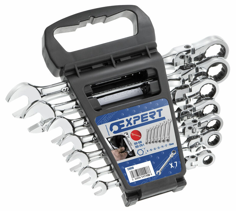 EXPERT Satz mit 7 Gabel-Ringschlüsseln mit Ratsche EXPERT Satz mit 7 Gabel-Ringschlüsseln mit Ratsche