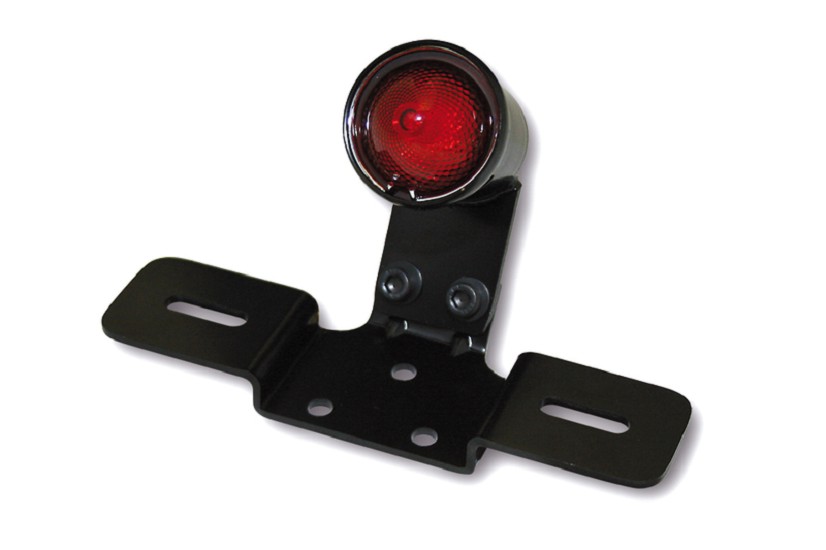 HIGHSIDER smart LED-Rücklicht OLD SCHOOL TYP3, schwarz, rotes Glas, mit Nr.-Schildhalter