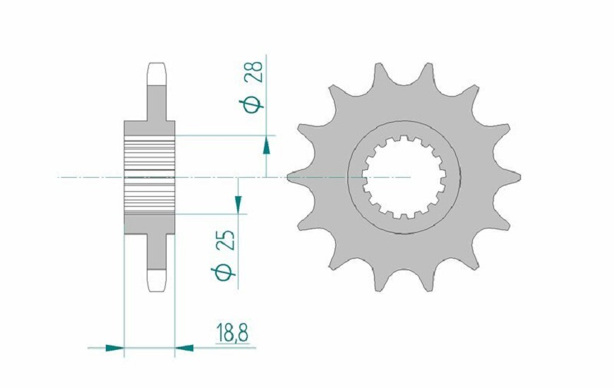 AFAM Standard Stahlritzel vorne 61600 - 525 AFAM Standard Stahlritzel vorne 61600 - 525