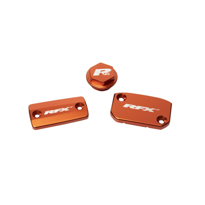 RFX Pro Satz Behälterabdeckung  (Orange) - passend für KTM SX/SXF (Brembo-Bremse und Magura-Kupplung)