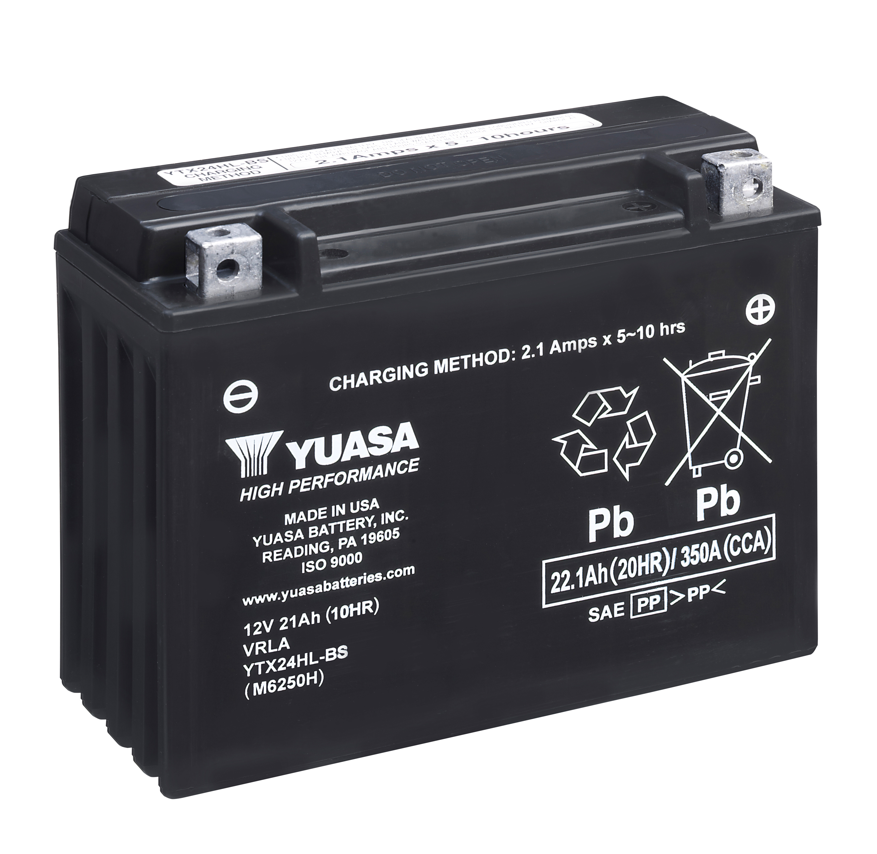 Batterie YUASA YTX24HL-BS (CP) mit Säurepack 12V/21AH (10 Std.) [205x87x162] CCA=350A
