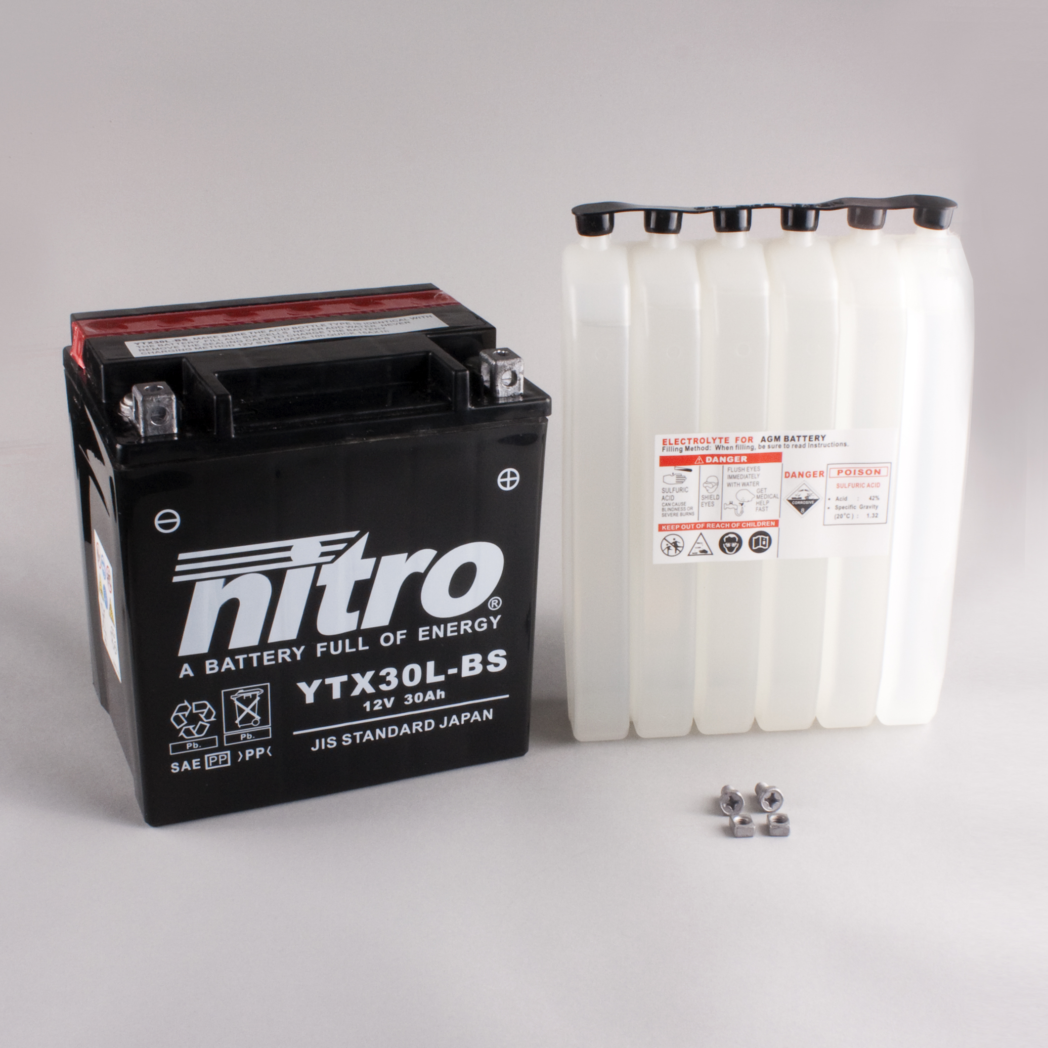 Batterie NITRO NTX30L-BS (CP) mit Säurepack 12V/30Ah [166x126x175] CCA=385A