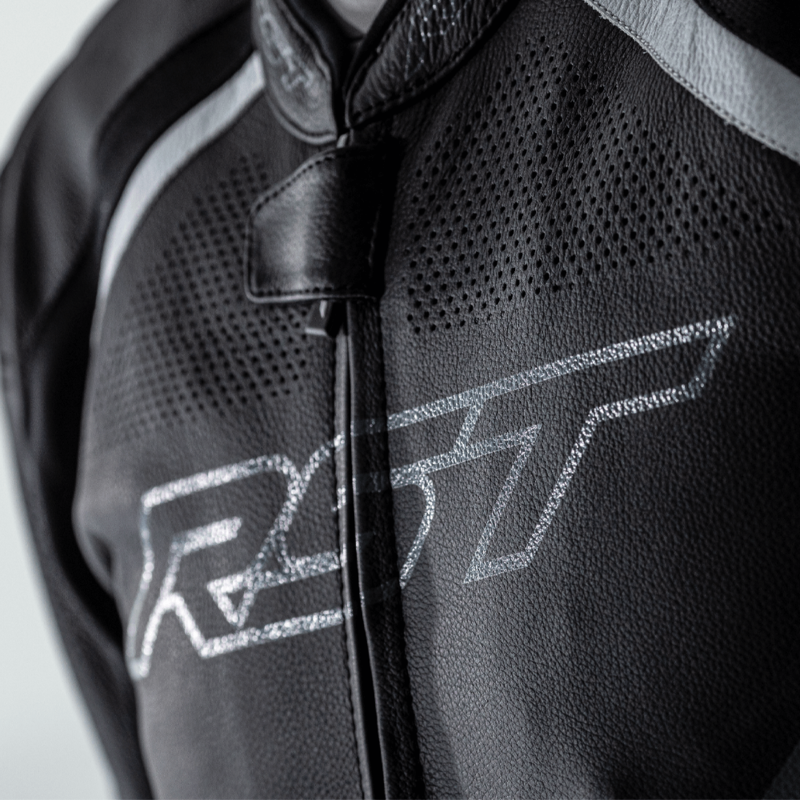 RST Sabre Airbag Lederjacke - Schwarz/Weiß Größe XS