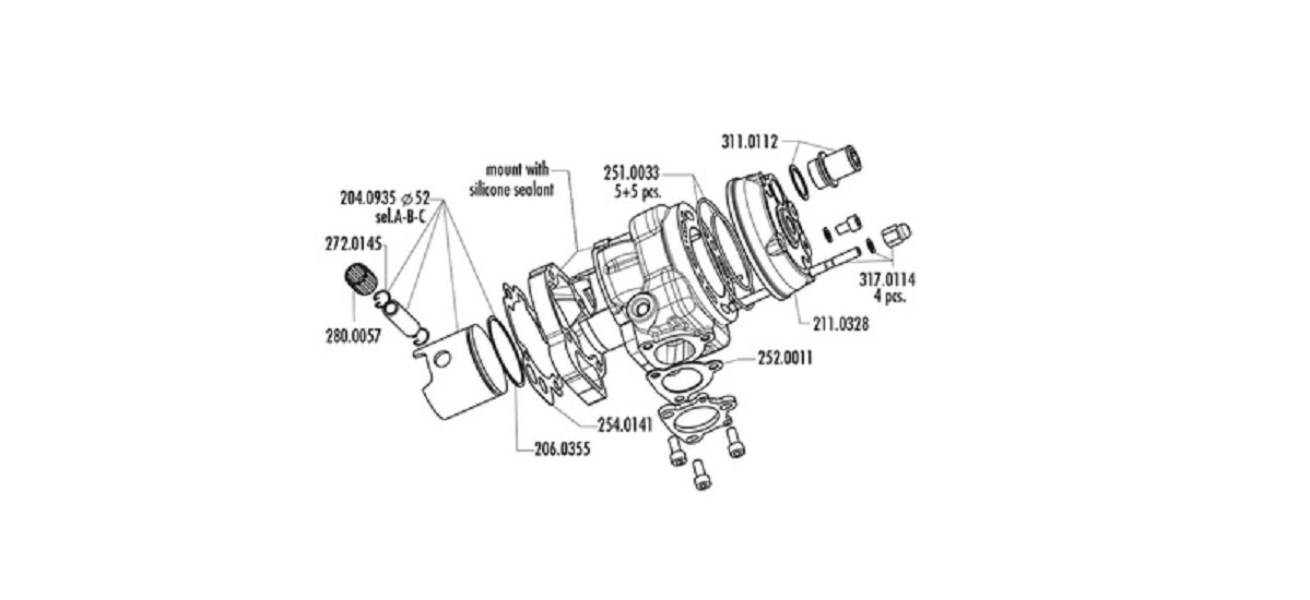 POLINI Zylinder-Kit Big Evolution - passend für Minarelli AM6 - Hub 44mm Ø 52mm