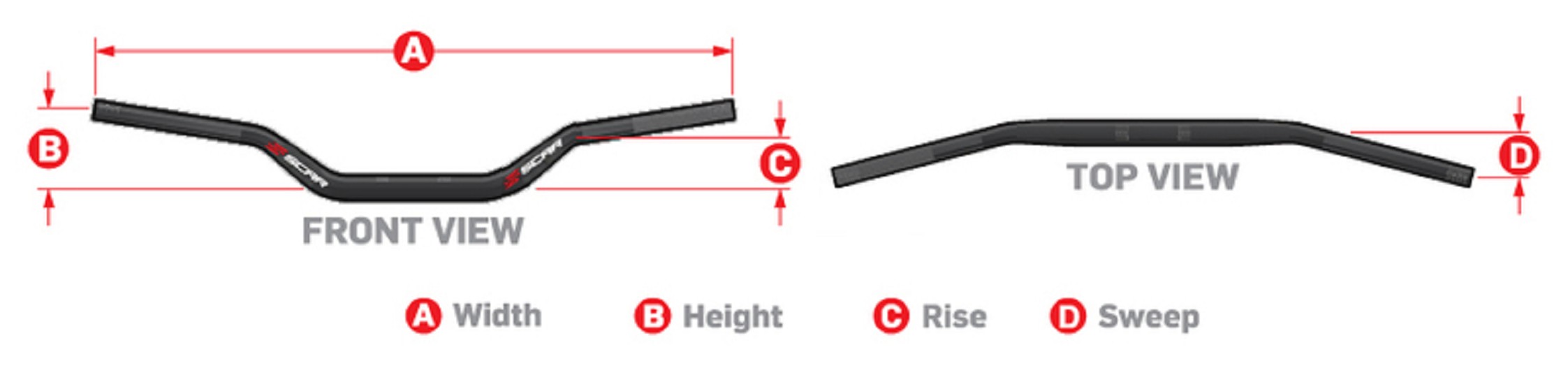 SCAR High Lenker Schwarz/Rot Pad SCAR S² Niedriger Lenker