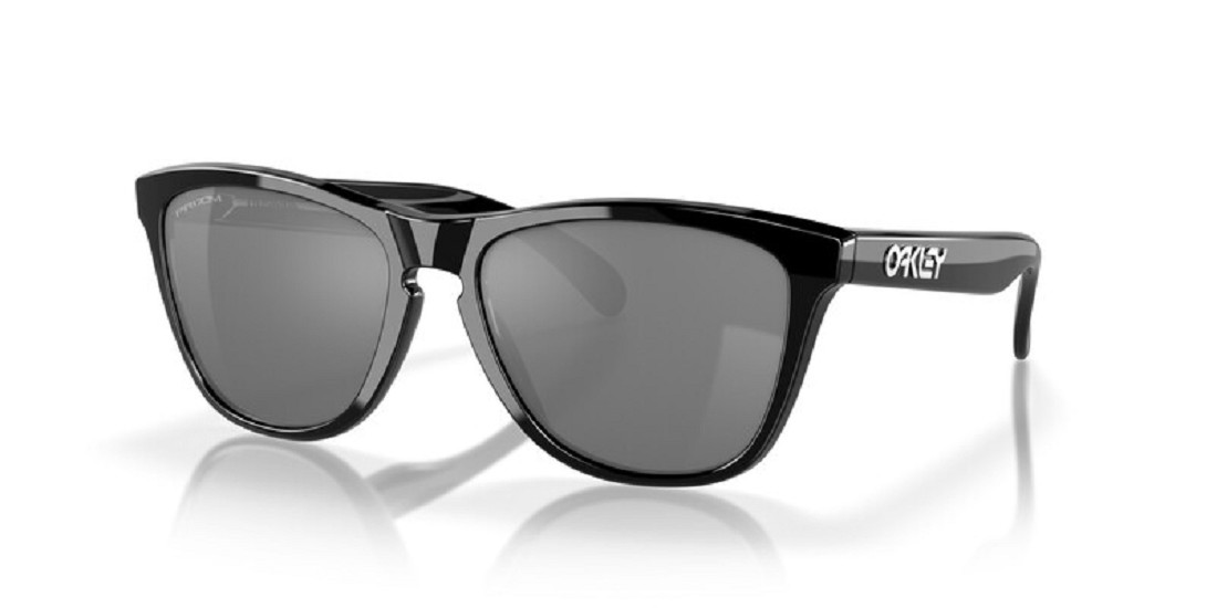 OAKLEY Frogskins Sonnenbrille Schwarz Poliert - Schwarze Gläser