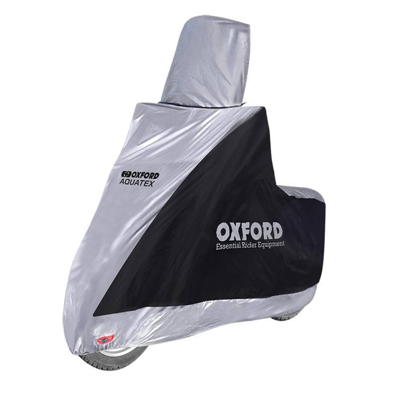 OXFORD Indoor / Outdoor Abdeckplane Aquatex Schwarz/Silber - Scooter - mit Windscreen - S