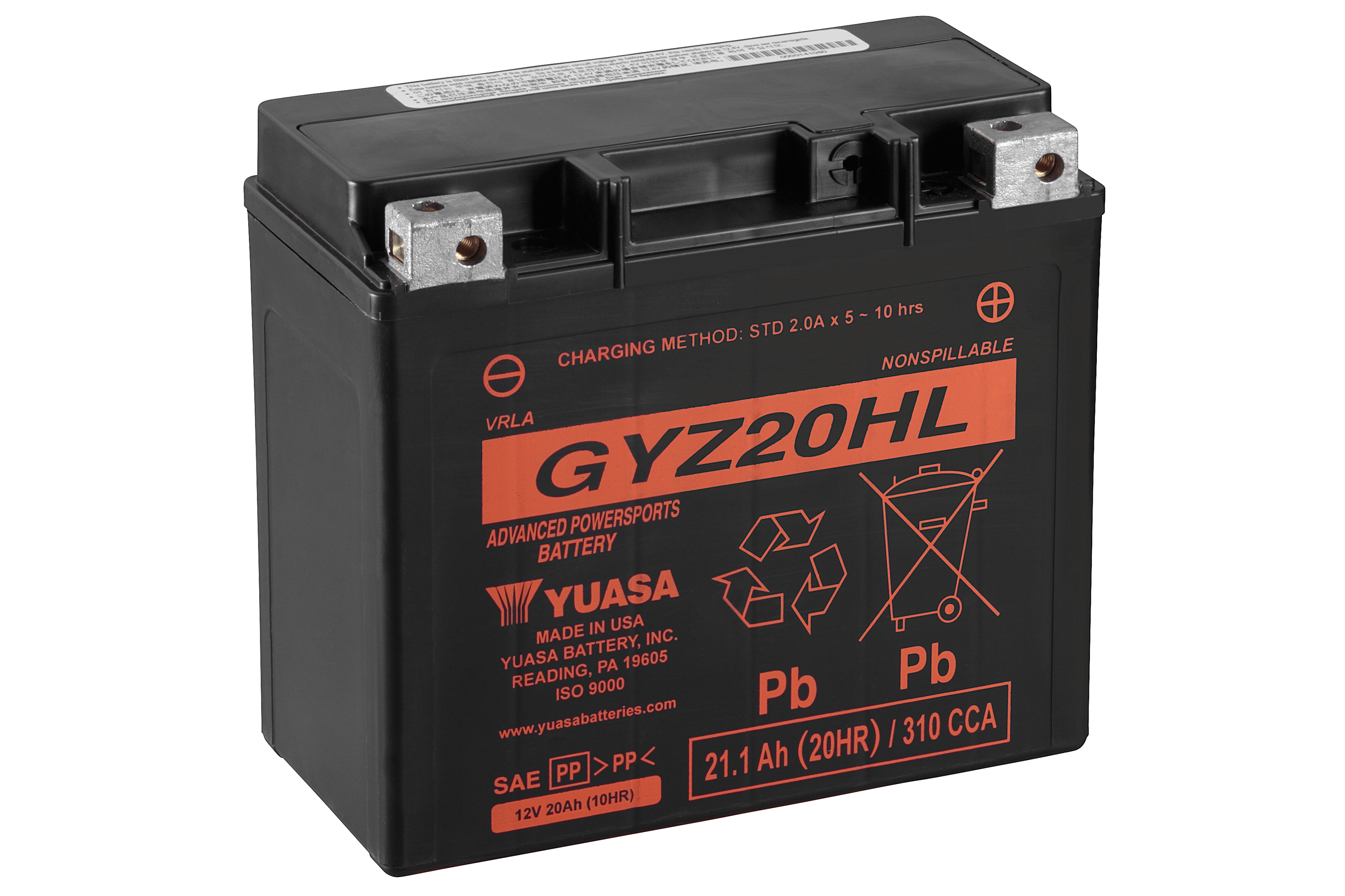 Batterie YUASA GYZ20HL (WC) AGM / Gel 12V/20AH (10 Std.) [175x87x155] CCA=320A