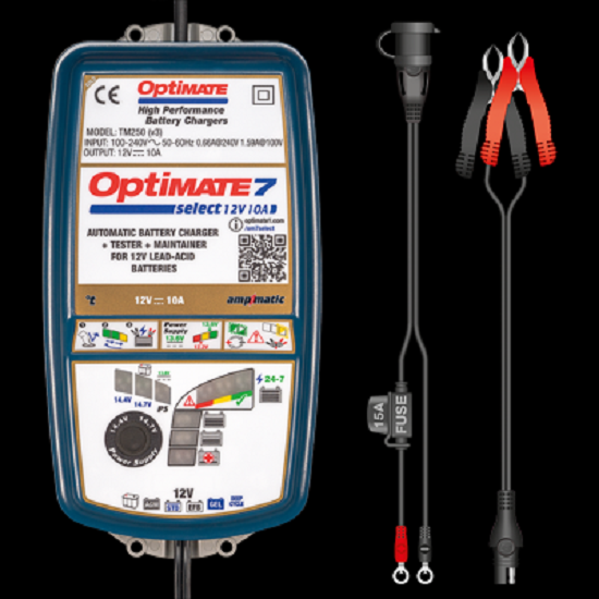 Batterieladegerät OptiMATE 7 Select 9-stufig, 12V, 10A STD/AGM/Gel/Deep-Cycle Batterieladegerät OptiMATE 7 Select 9-stufig, 12V, 10A STD/AGM/Gel/Deep-Cycle