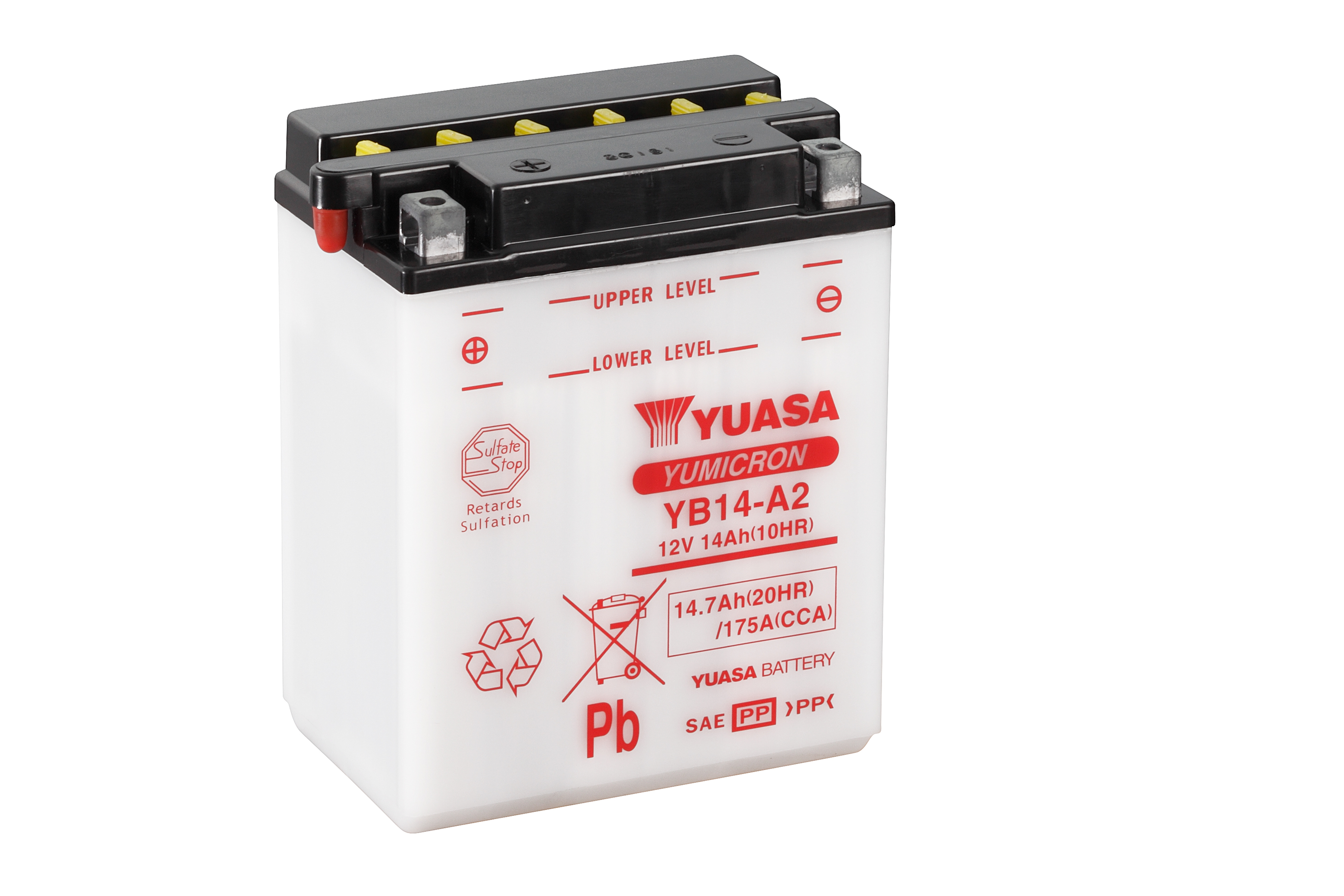 Batterie YUASA YB14-A2 (CP) mit Säurepack 12V/14AH (10 Std.) [134x89x166] CCA=175A