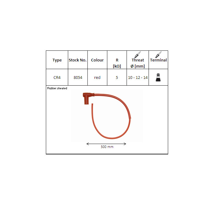 NGK Kabel mit Stecker Typ CR4 Racing rot NGK Kabel mit Stecker Typ CR4 Racing rot