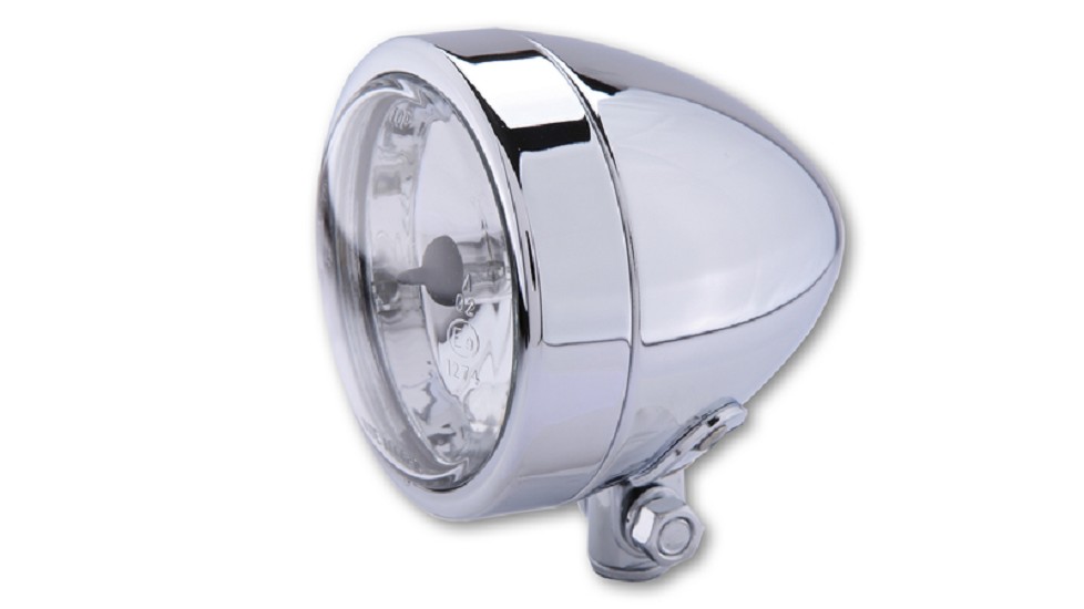HIGHSIDER smart Chromscheinwerfer BULLET, untere Befestigung, Fernlicht H4 HIGHSIDER smart Chromscheinwerfer BULLET, untere Befestigung, Fernlicht H4