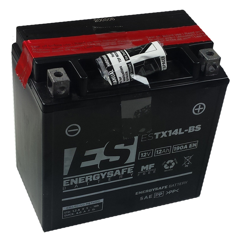 Batterie ENERGYSAFE ESTX14L-BS (CP) mit Säurepack 12V/12AH (10 Std.) [150x87x145] CCA=190A (2 Jahre Garantie - s. Artikeltext)