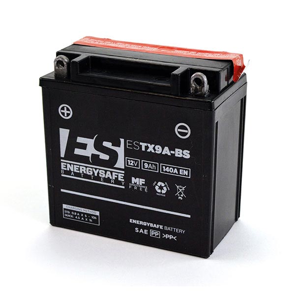 Batterie ENERGYSAFE ESTX9A-BS (CP) mit Säurepack 12V/9AH (10 Std.) [] CCA=140A (2 Jahre Garantie - s. Artikeltext)