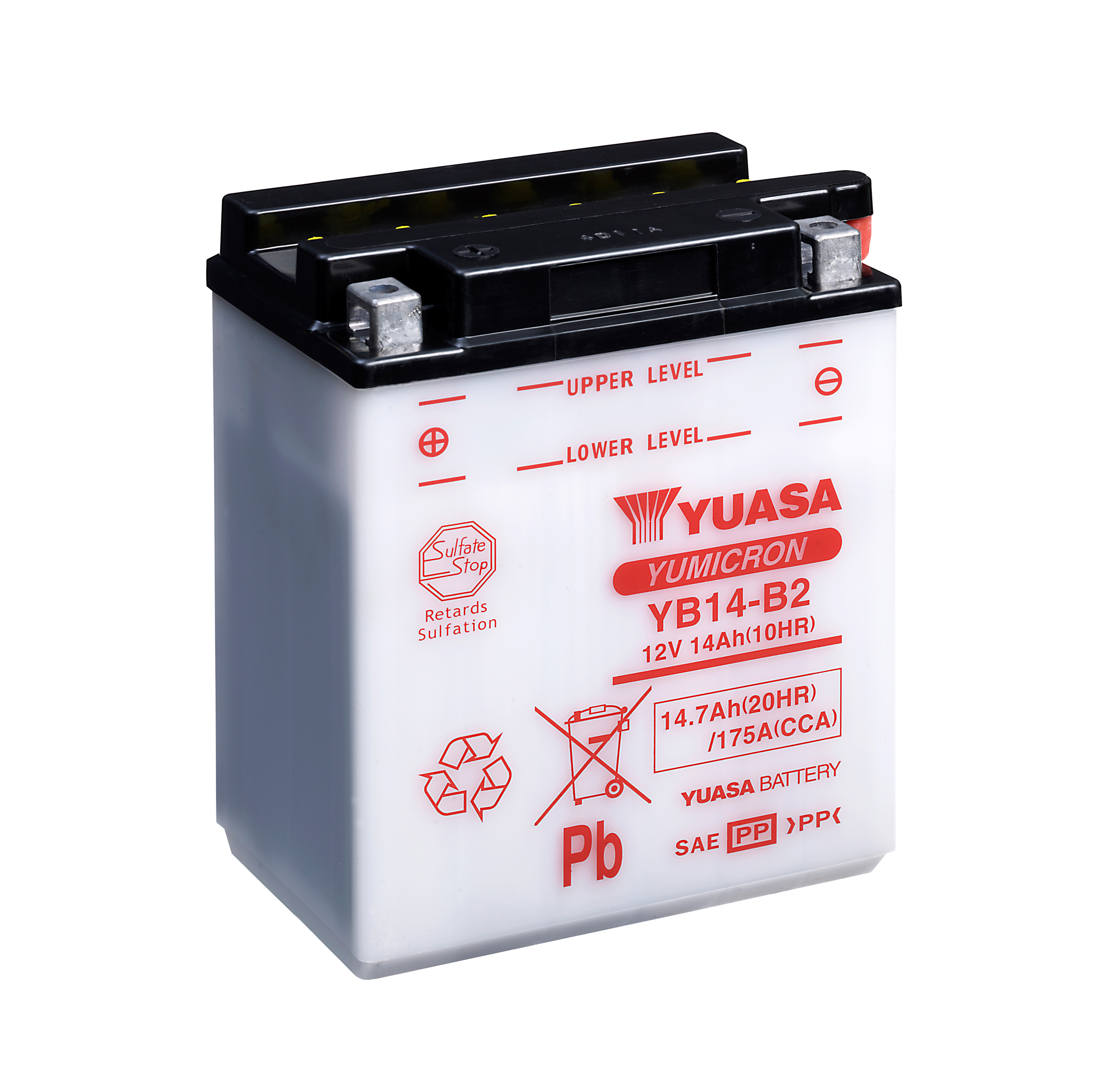Batterie YUASA YB14-B2 (CP) mit Säurepack 12V/14AH (10 Std.) [134x89x166] CCA=175A