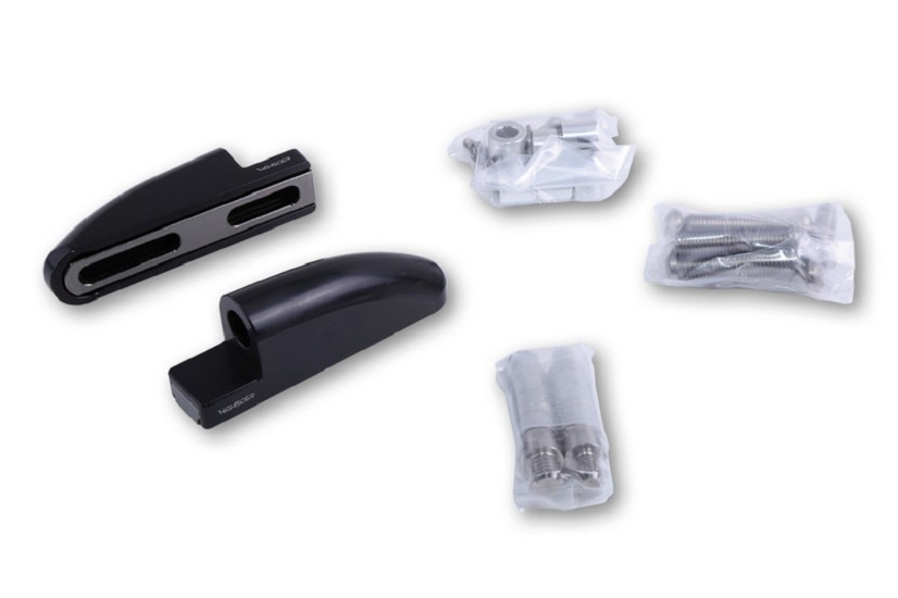 HIGHSIDER CNC Verkleidungsspiegel Adapter FB-1 lang, Schwarz, Set