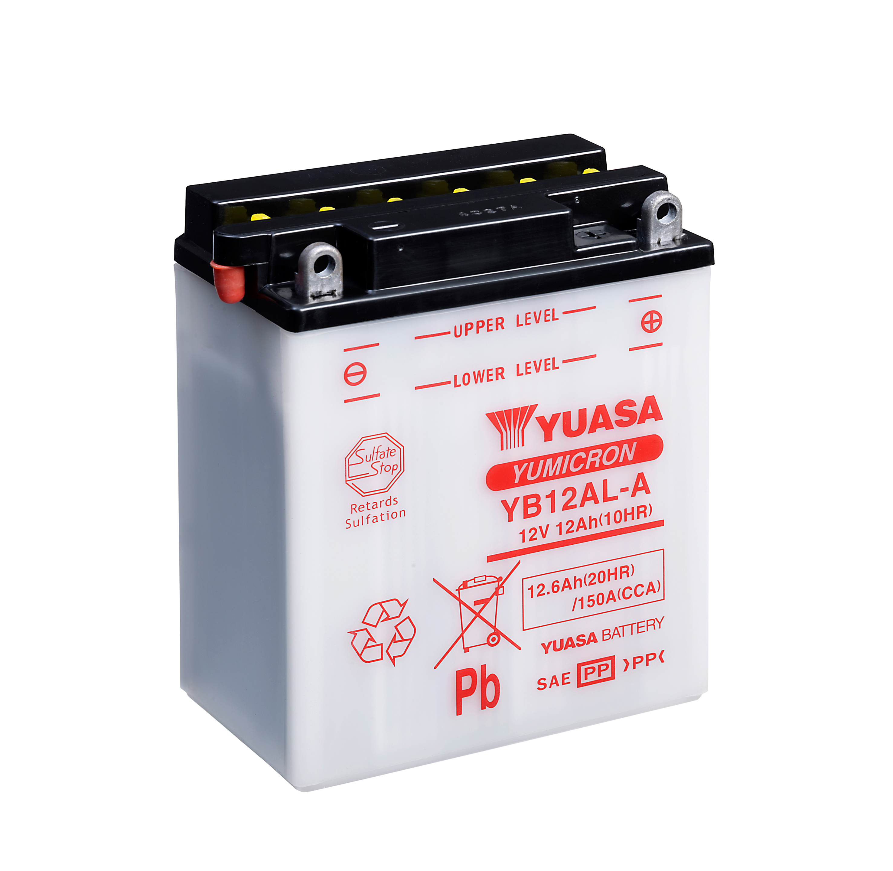 Batterie YUASA YB12AL-A (DC) ohne Säure 12V/12AH (10 Std.) [136x82x162] CCA=150A Säurefüllmenge 800 ml