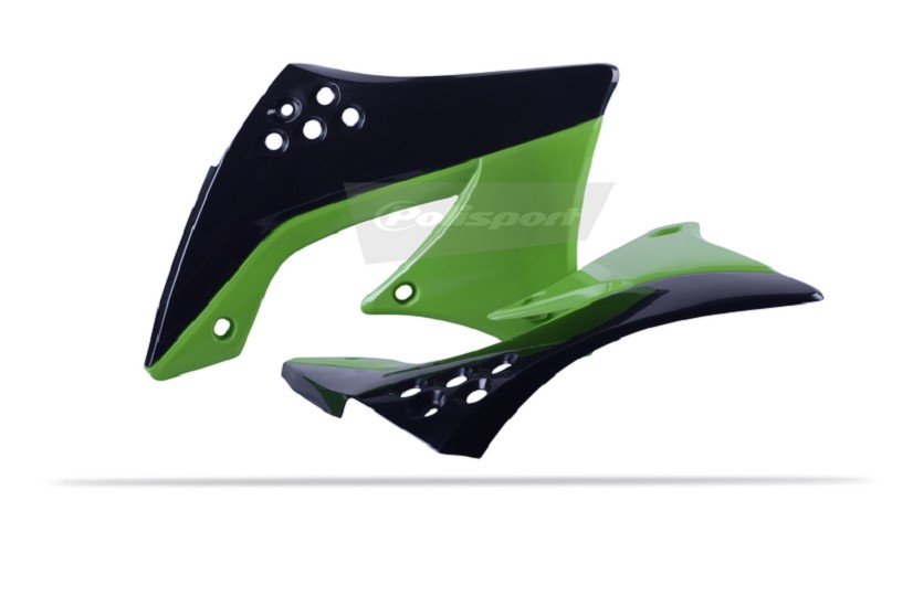 POLISPORT Kühlerspoiler seitlich Originalfarbe Schwarz/Grün passend für KawasakiKX450F