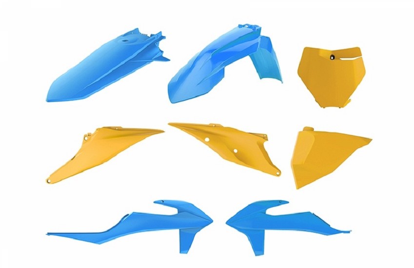 POLISPORT MX Vintage Edition Plastik-Kit blau/gelb passend für KTM SX/SX-F