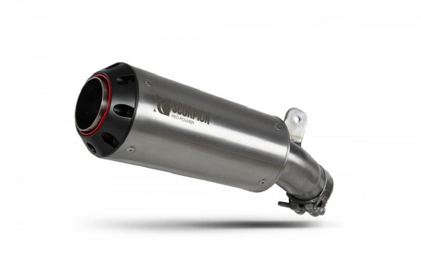 SCORPION Red Power Muffler Stainless Steel/Black ABS End Cap passend für Suzuki Katana
