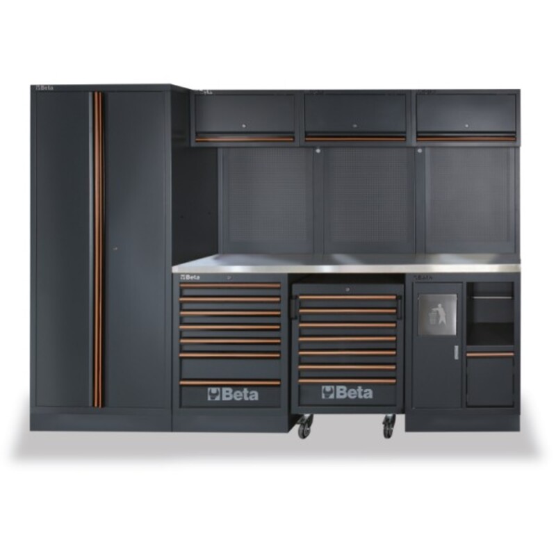 BETA C45PRO X Werkstatt-Werkbank MDF Edelstahl-Arbeitsplatte