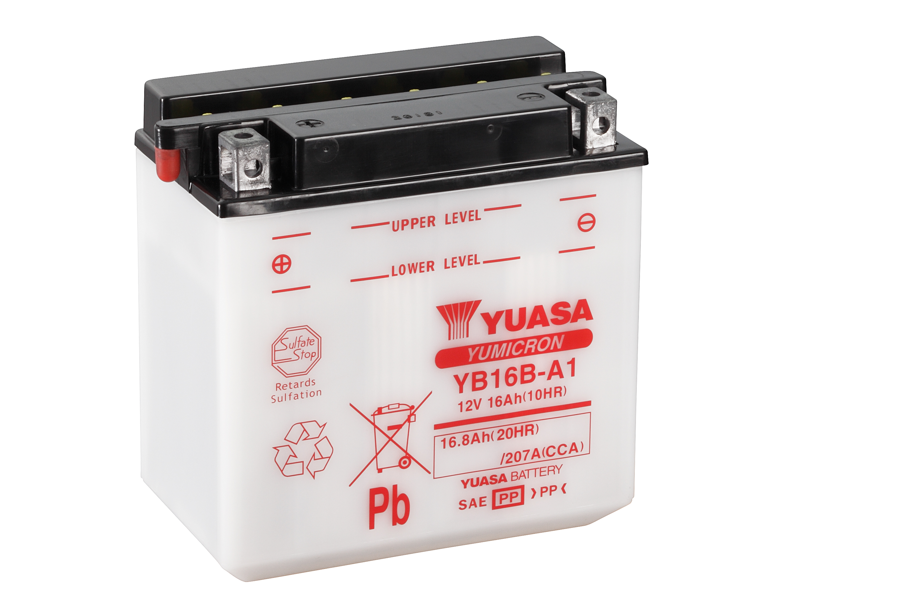 Batterie YUASA YB16B-A1 (CP) ohne Säure 12V/16AH (10 Std.) [160x90x161] CCA=207A