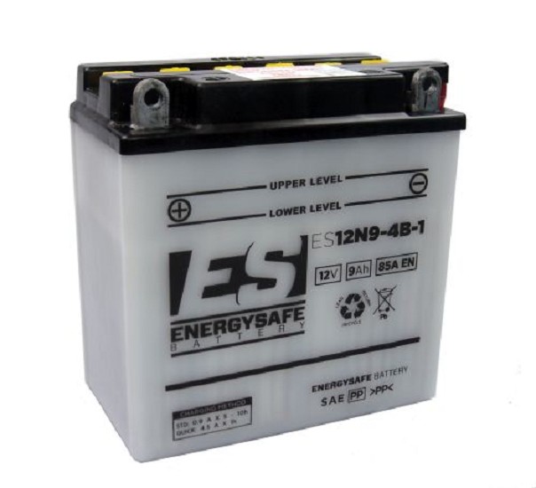 Batterie ENERGYSAFE ES12N9-4B-1 (CP) mit Säurepack 12V/9AH (10 Std.) [138x77x141] CCA=85A (2 Jahre Garantie - s. Artikeltext)
