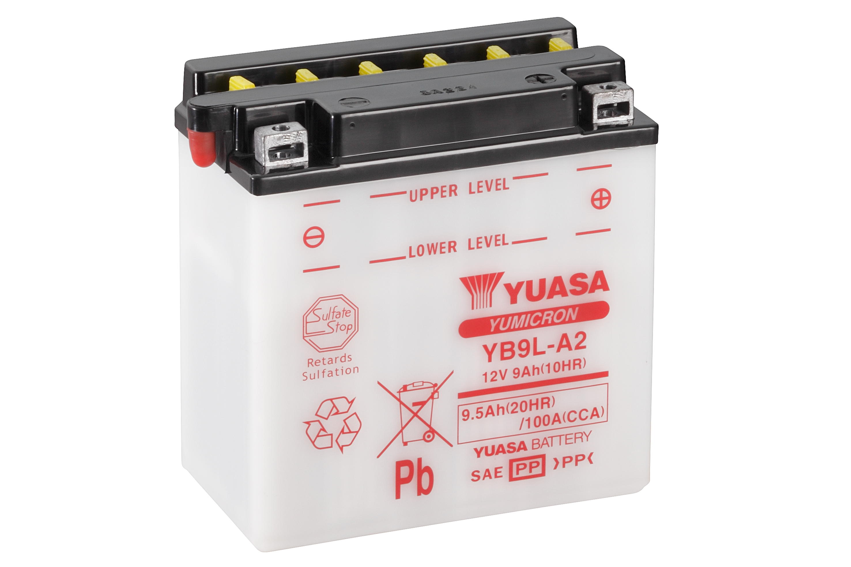 Batterie YUASA YB9L-A2 (CP) mit Säurepack 12V/9AH (10 Std.) [135x75x139] CCA=100A