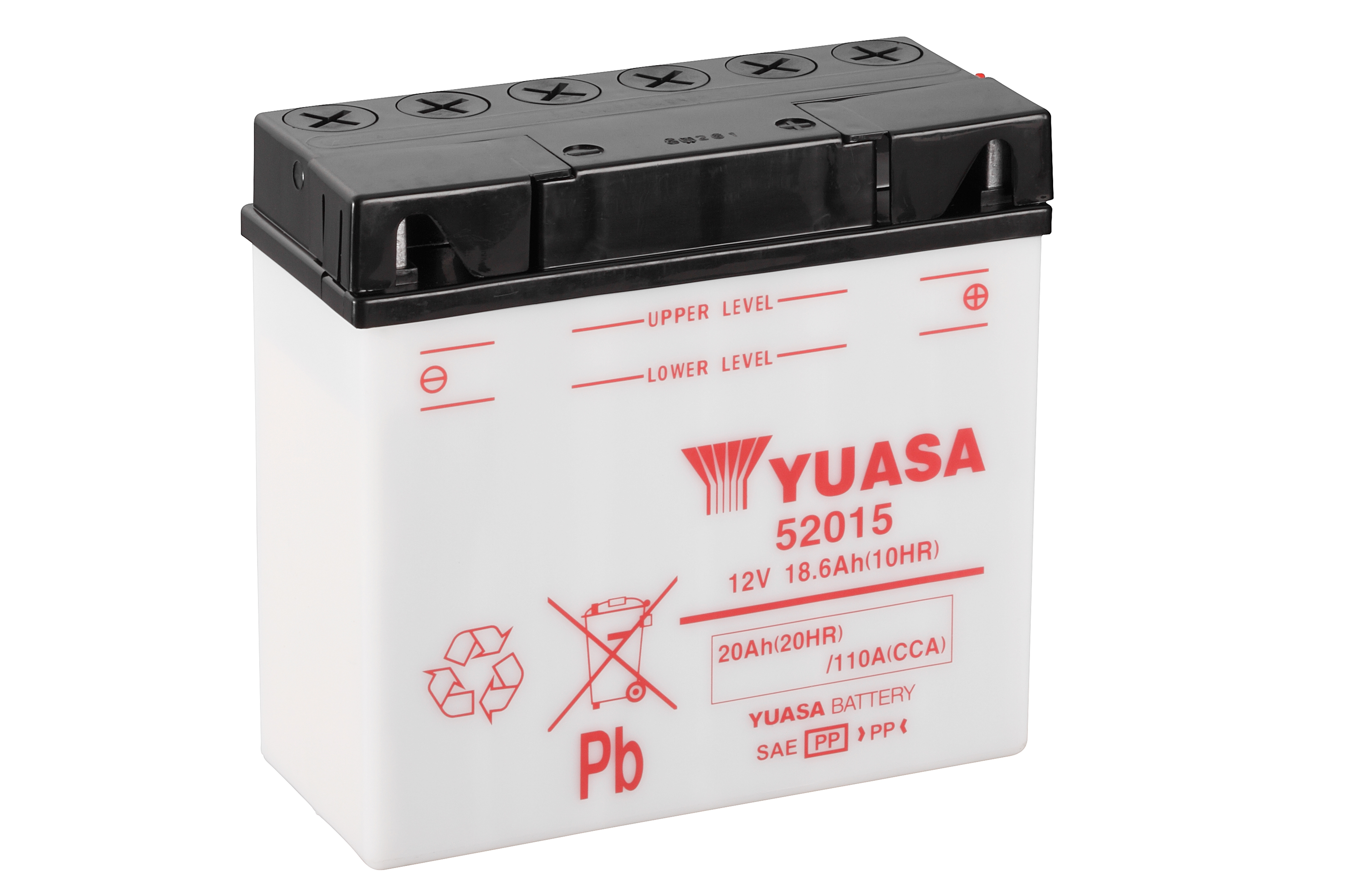 Batterie YUASA 52015 (DC) ohne Säure 12V/20AH (20 Std.) [186x82x171] CCA=110A Säurefüllmenge 1000 ml
