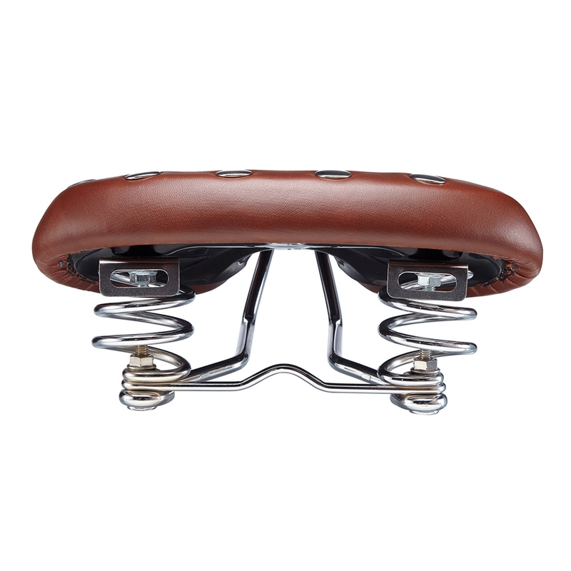 VELO Bicycle Saddle Cruiser w/spring brown leather+rivet