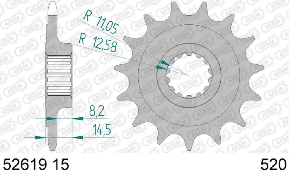 AFAM Standard Stahlritzel vorne 52619 - 520 AFAM Standard Stahlritzel vorne 52619 - 520