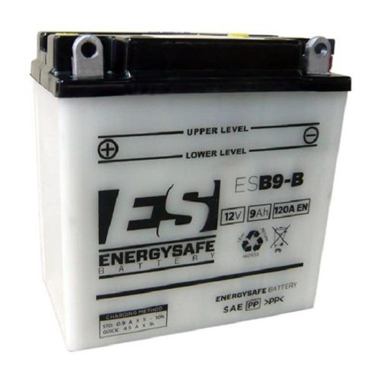 Batterie ENERGYSAFE ESB9-B (CP) mit Säurepack 12V/9AH (10 Std.) [135x75x139] CCA=120A (2 Jahre Garantie - s. Artikeltext)