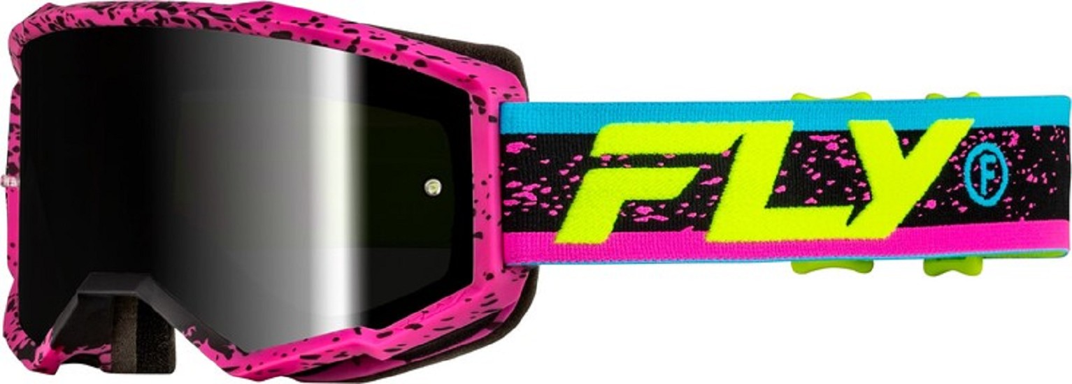 FLY RACING Brille Zone Pink/Schwarz/Hi-Vis - Schwarz verspiegelt/Glas rauchgrau