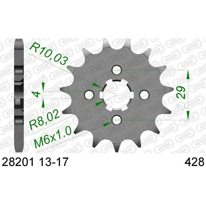 AFAM Standard Stahlritzel vorne 28201 - 428 AFAM Standard Stahlritzel vorne 28201 - 428