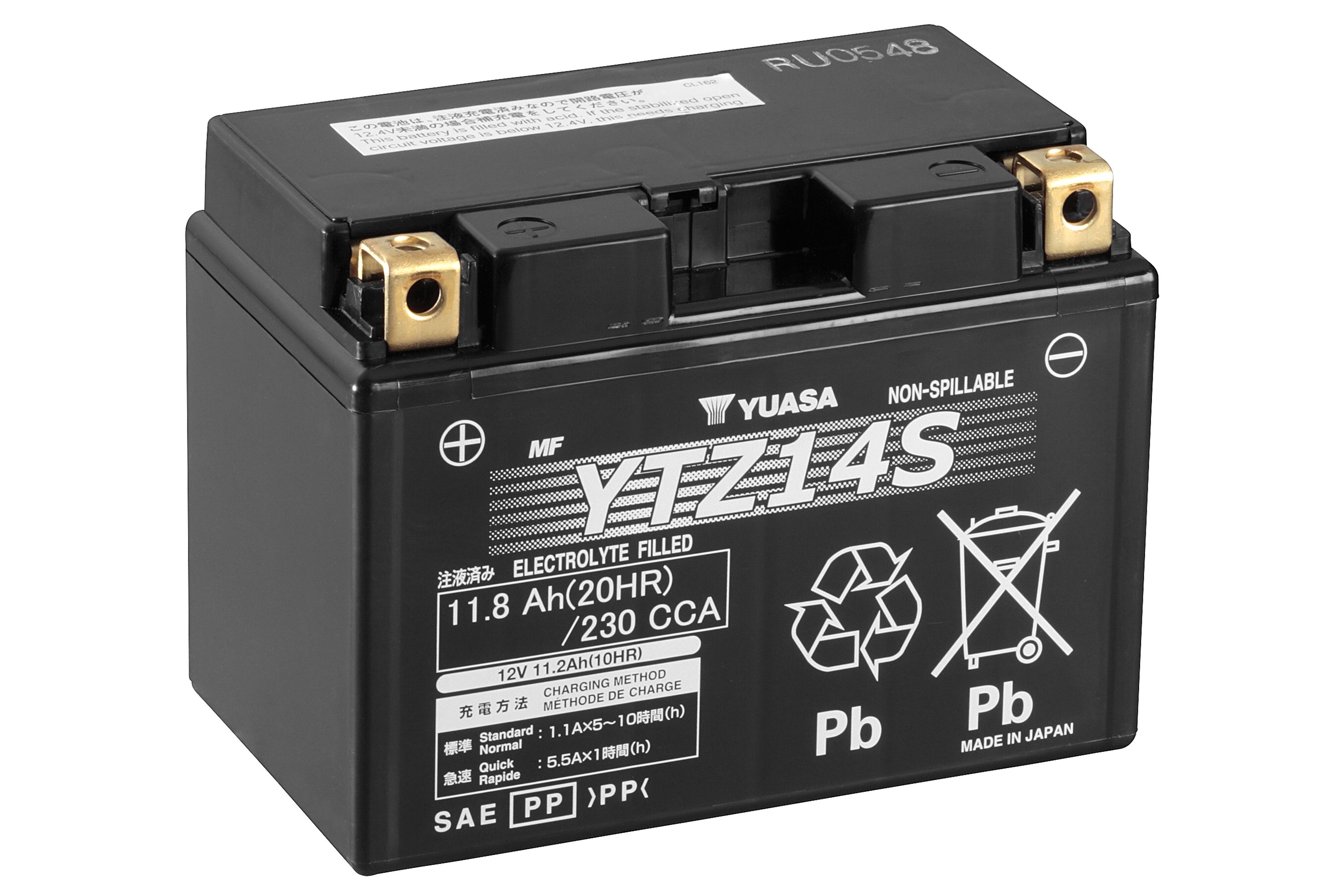 Batterie YUASA YTZ14S (WC) AGM / Gel 12V/11,2AH (10 Std.) [150x87x110] CCA=230A